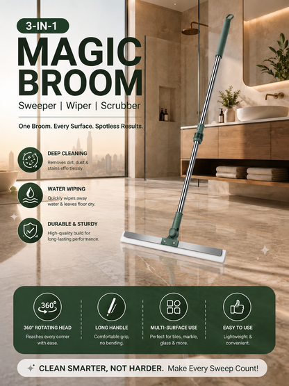 3-in-1 Magic Broom - Multipurpose Sweeper, Wiper & Scrubber